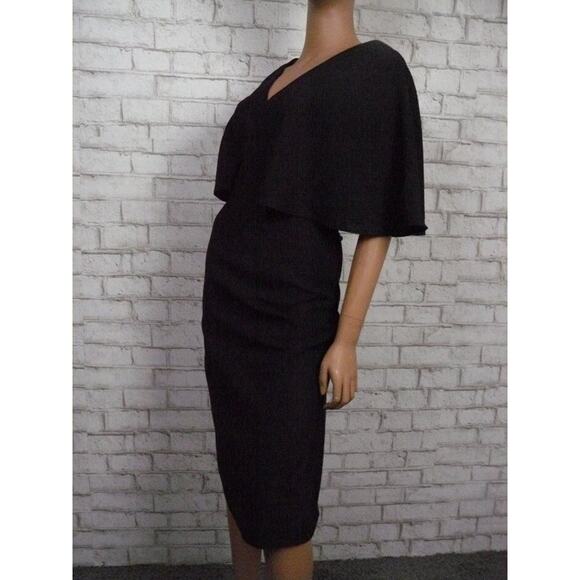 $188 Dress the Population Louisa Flutter Sleeve Crepe Sheath Dress L NWT - Picture 7 of 10